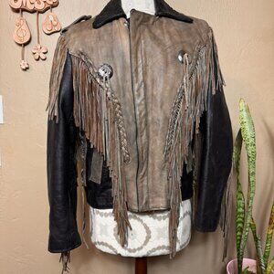 Vintage Unik Leather Collections Fringe Leather Jacket (sz 40)